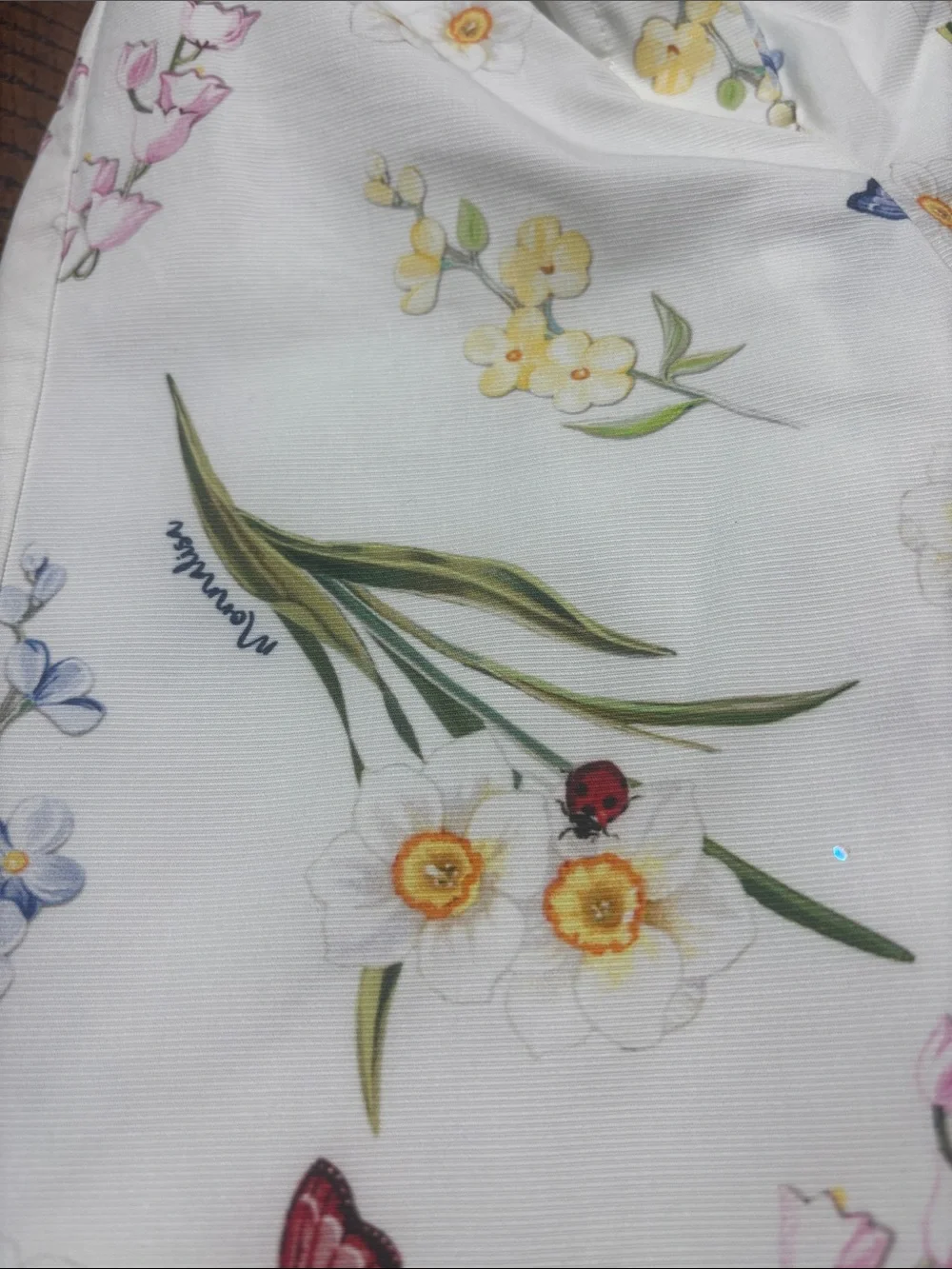Monnalisa Made in Italy White Floral Girls Cutoff Wide Leg Pants Culottes Size 6